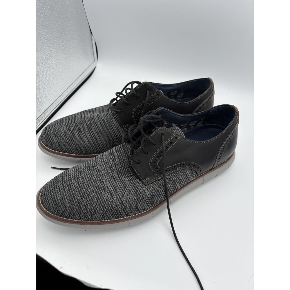 Johnston &‎ Murphy Shoes Mens Size 11 Gray Leather Knit Memory Foam Sneakers